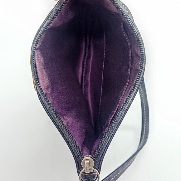 Vintage Coach Blue Black Pleated Leather Wristlet - Picture 7 of 10